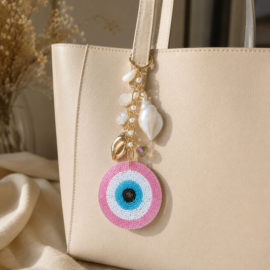 Pink Evil Eye Ocean Charm Bag Charm