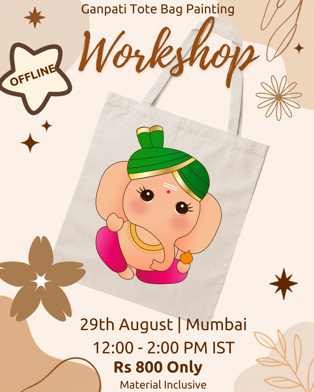 Ganpati Tote Bag Painting Workshop OFFLINE