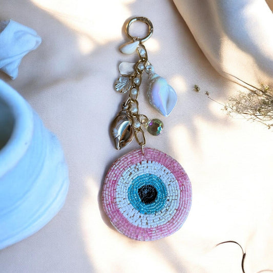 Pink Evil Eye Ocean Charm Bag Charm